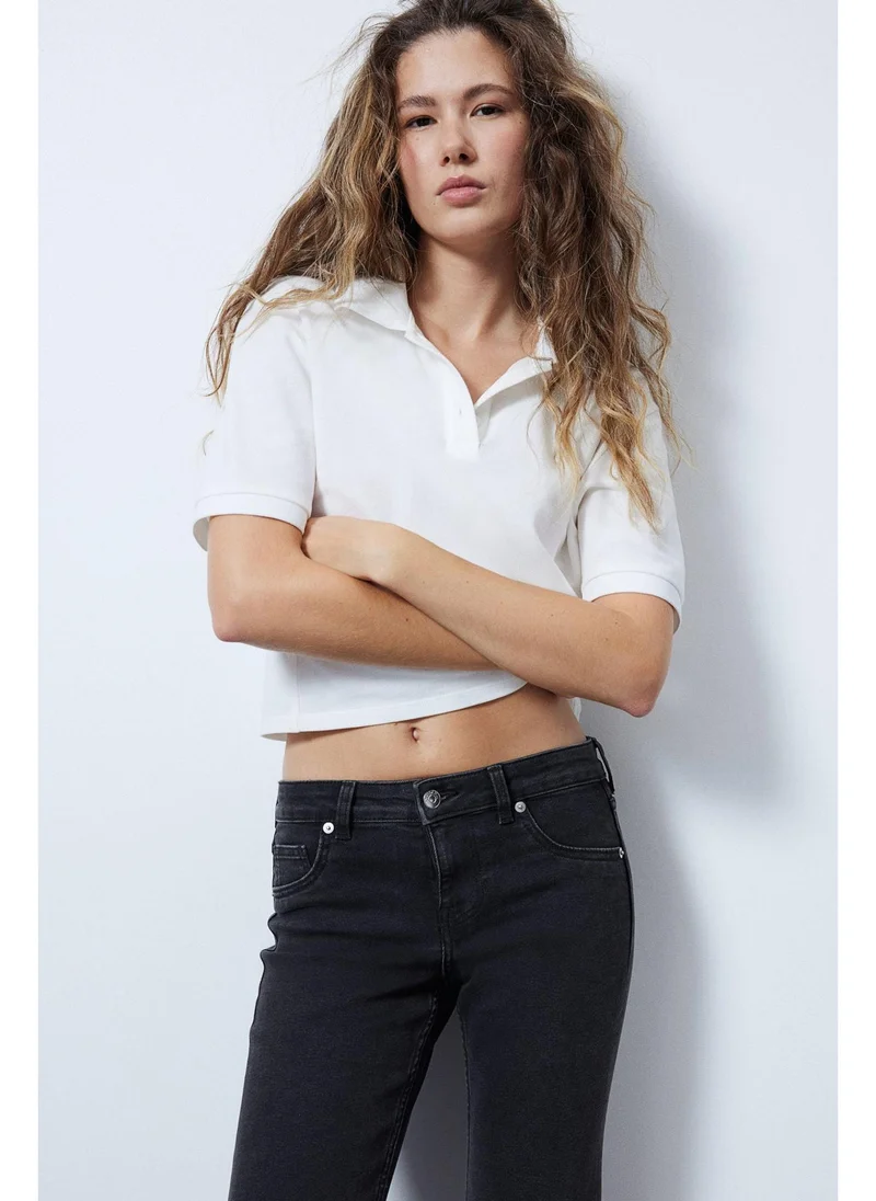 Low Rise Flared Jeans White
