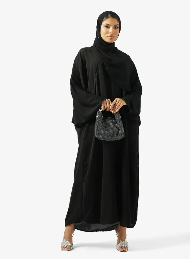 عباية دانتيل أسود مع شيلة – صورة 2