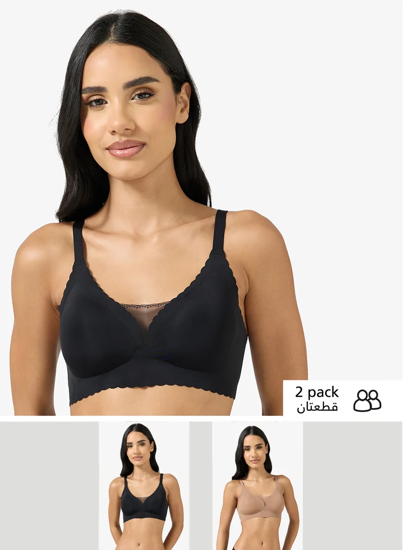 2-Pack Seamless Bra Black
