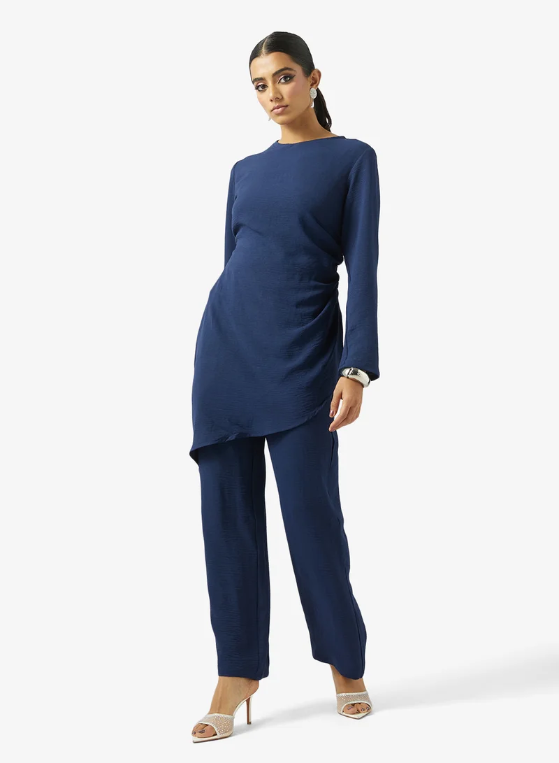 Asymmetric Tunic & Pant Set Blue