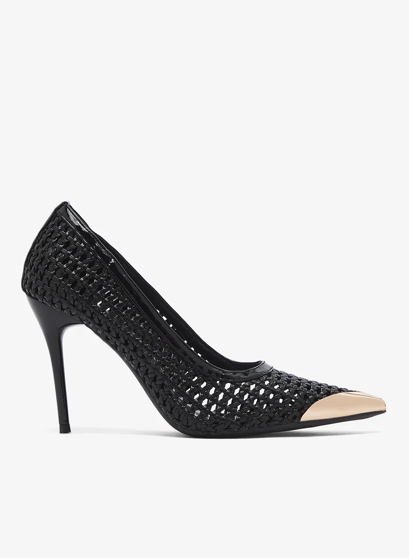 Metallic Net Gold Accent Pumps Gold