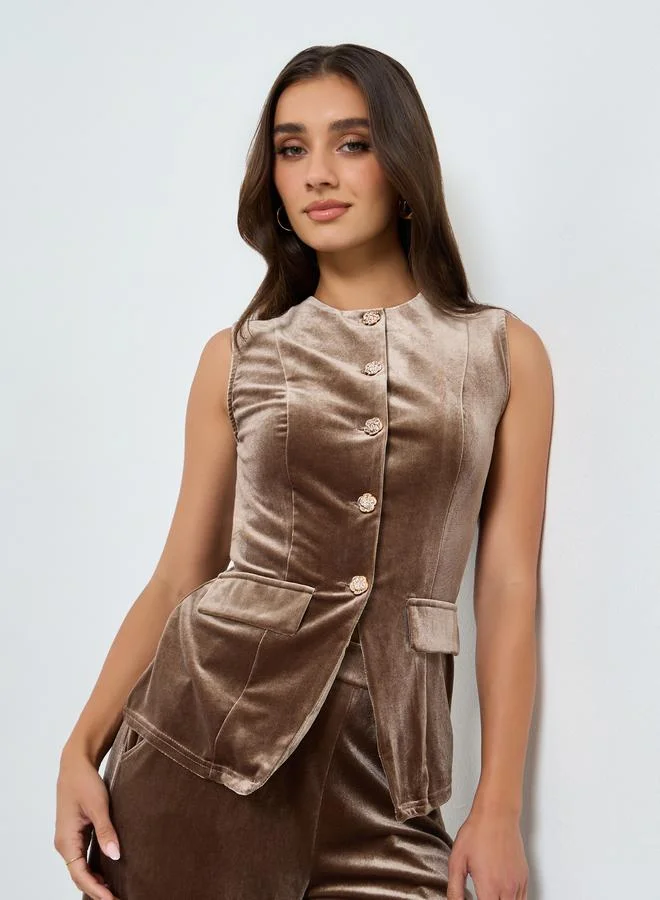 Women's Velour Waistcoat Brown