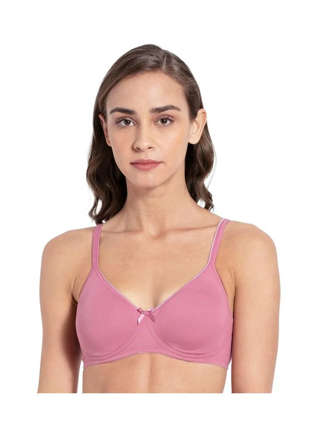 1722 Women's Wire-free Non-Padded Cotton Everyday Bra - Pale Red-Violet