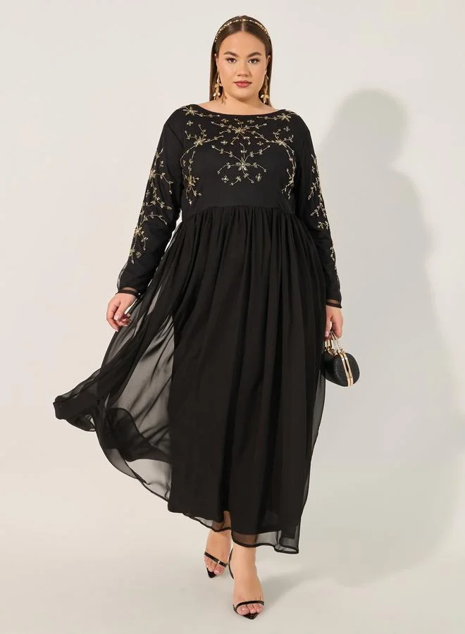Plus Size Embellished Maxi Dress Black