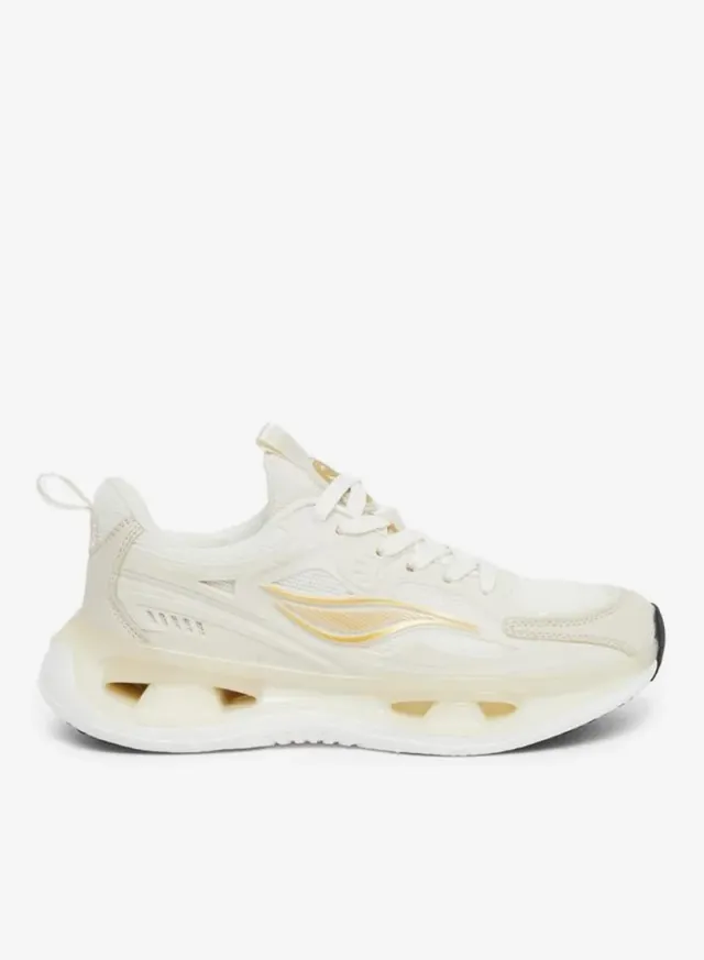 Panelled Lace Up Sneakers Cream