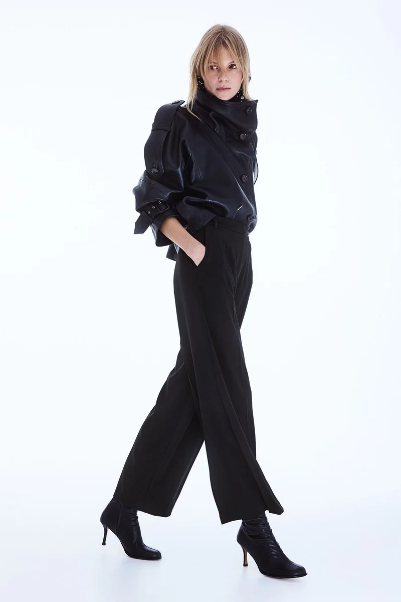 Wide Tailored Trousers Black