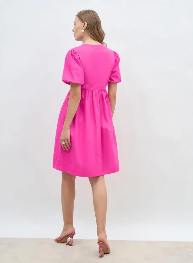 Lilac Floral Fit & Flare Midi Dress with Long Sleeves – image 5