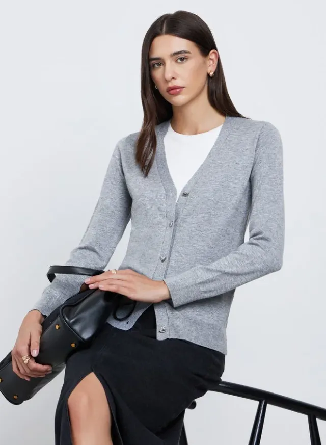Take Two Heart Print Regular Fit Cardigan Grey – image 4