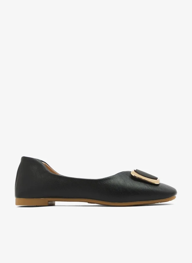 Buckle Detail Ballet Flats Black