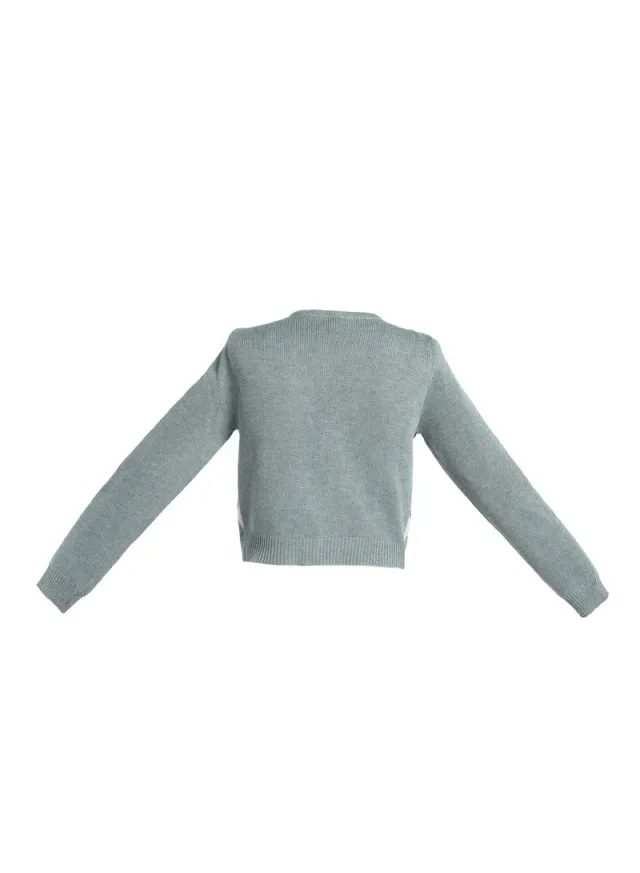 Argyle Check Cardigan Grey – image 6