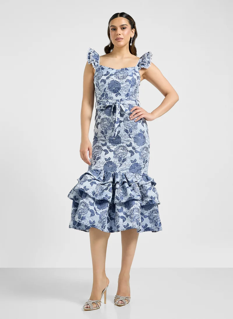 Floral Print Ruffle Dress