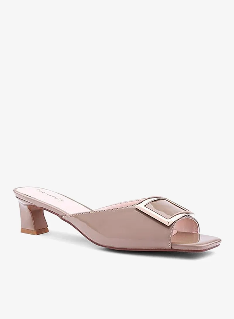 Embellished Strappy Heeled Mules Light Orchid