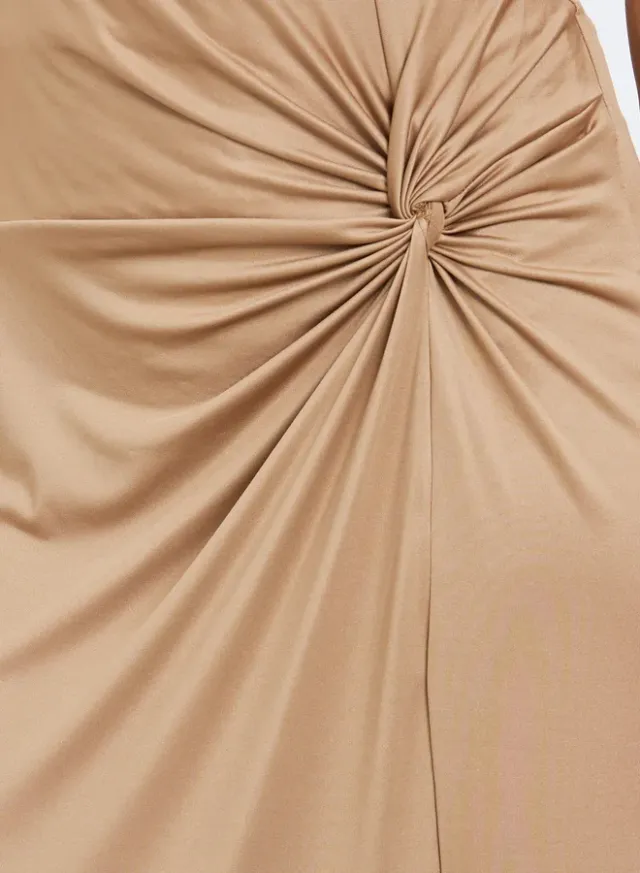 Knot Detail Maxi Skirt Khaki – image 2