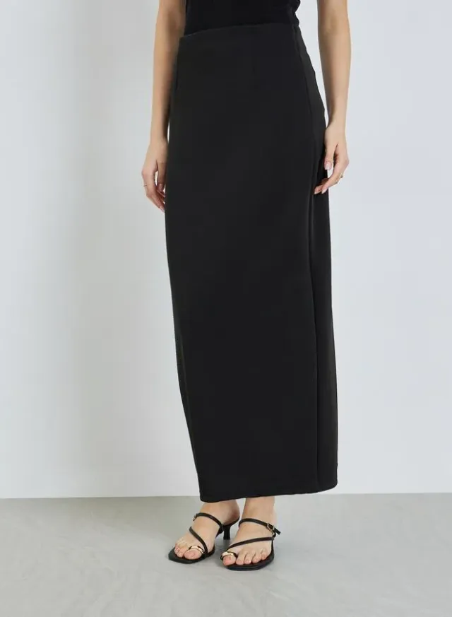 Straight Slit Maxi Skirt Black