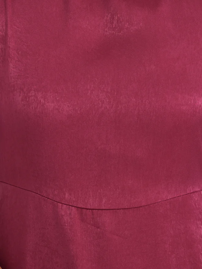 Styli Layered Velvet Satin Maxi Dress Maroon