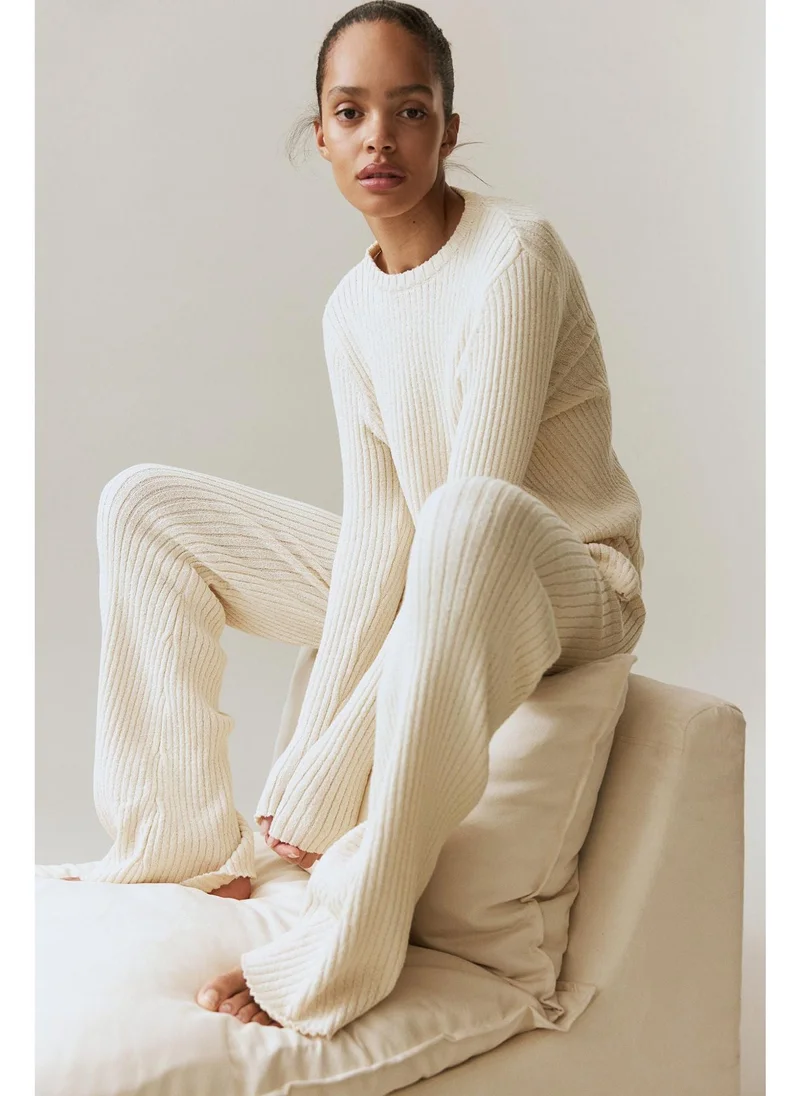 Ribbed Knit Top Beige