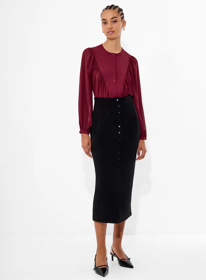Eden Wesley Balloon Sleeve Shirt Red