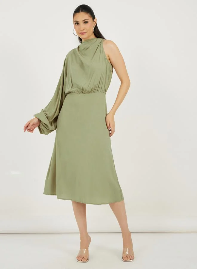 Satin Cowl Neck Dress