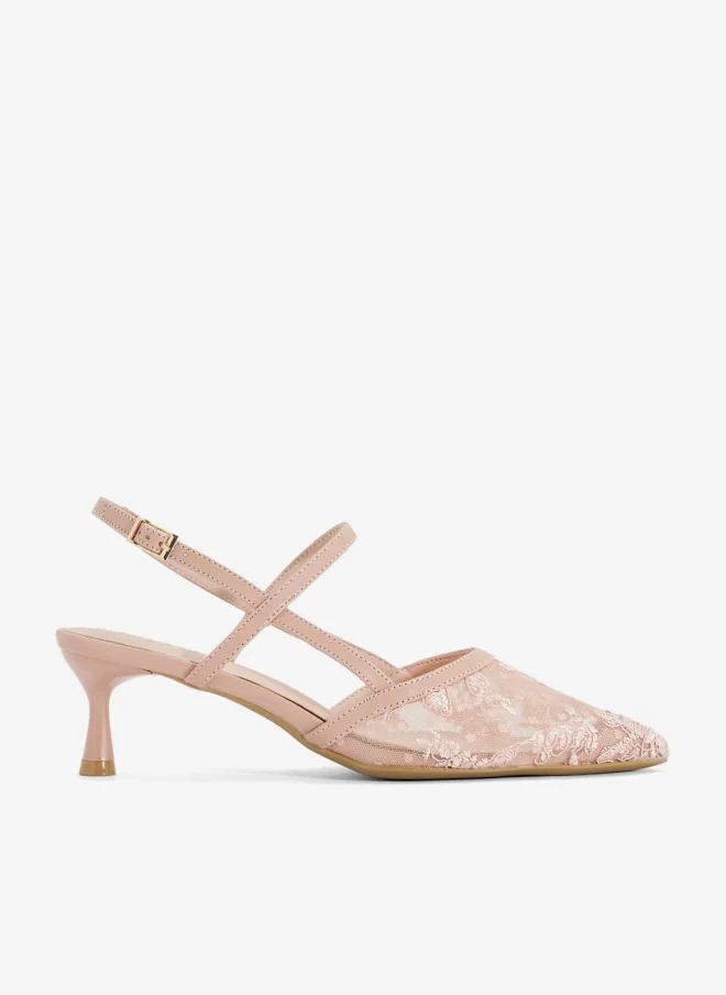 Lace Slingback Pump Pink