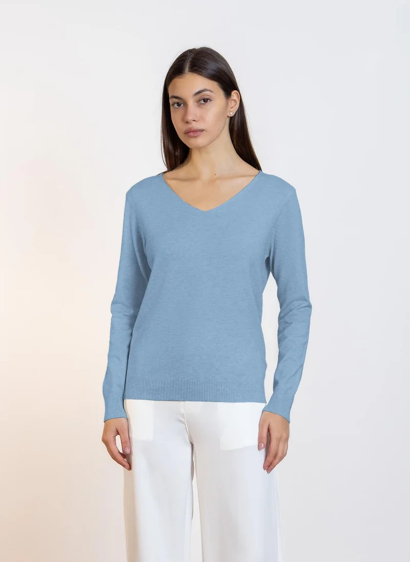 Plain Knit Jumper Light Blue