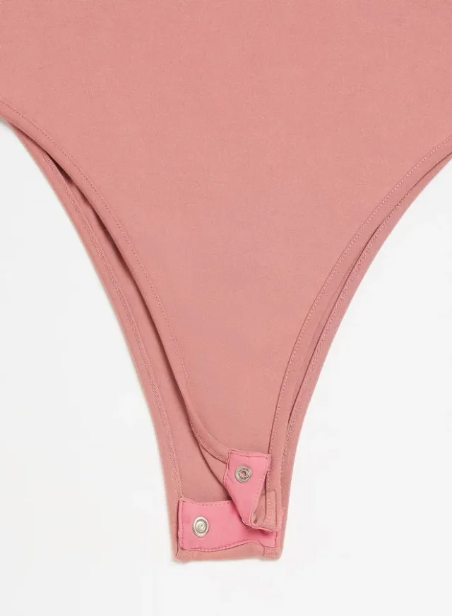 Pink Square Neck Sleeveless Skinny Fit Bodysuit for Women – image 6