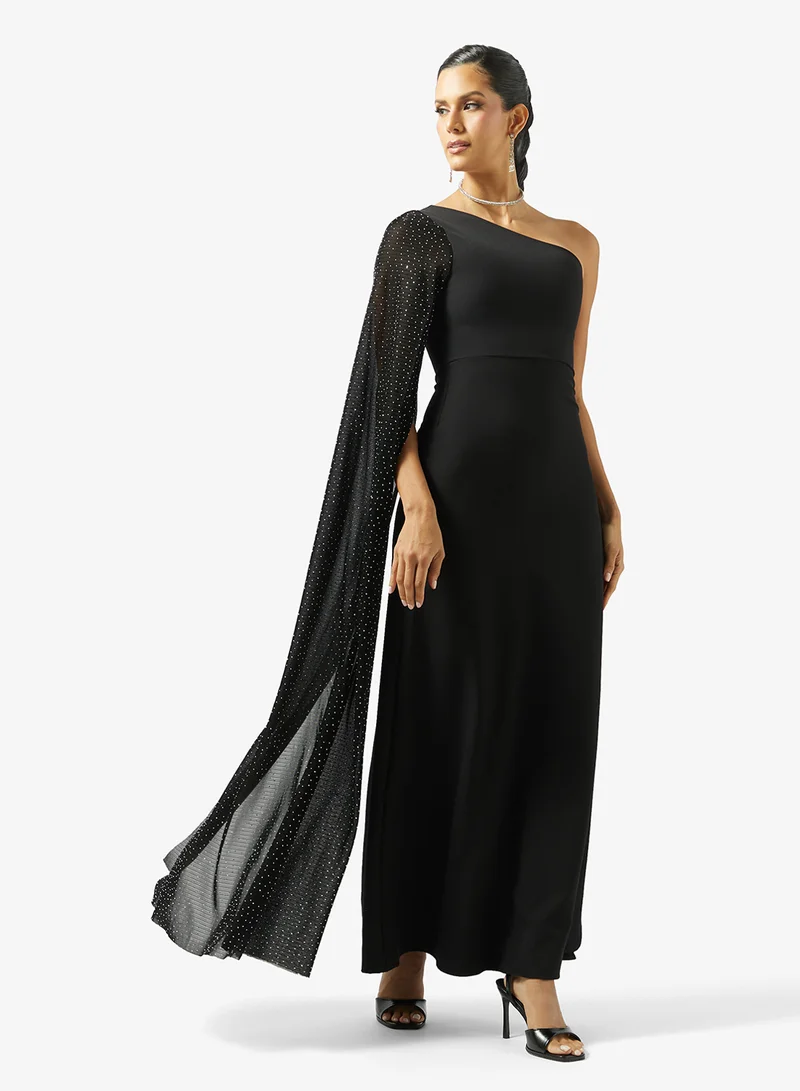 One-Shoulder Shimmer Trail Dress