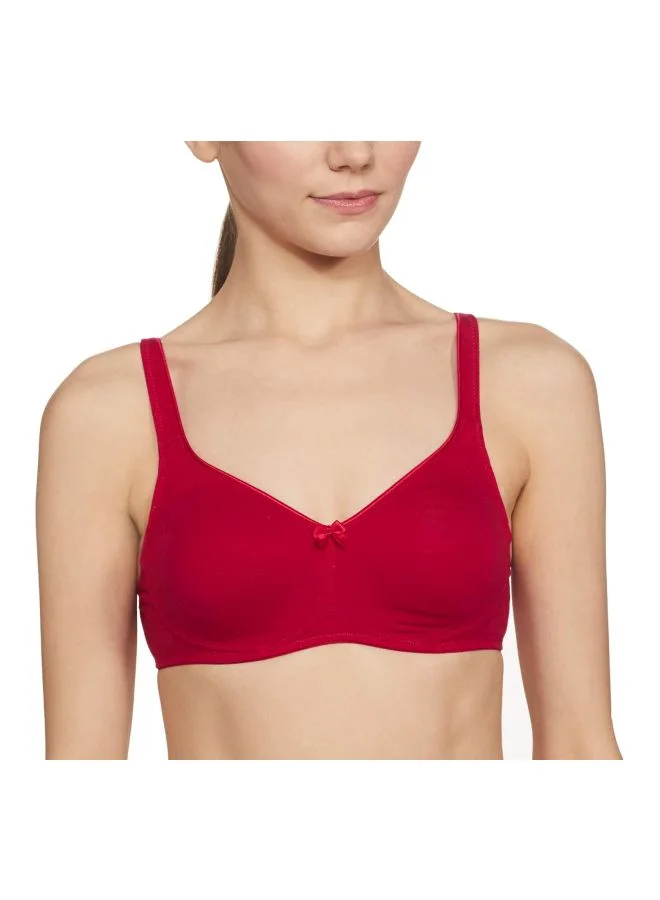 Women's 1250 Cotton Wire-free Full Coverage Bra - Crimson