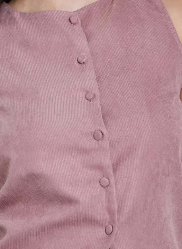 Sleeveless Buttoned Solid Top - Pink – image 3