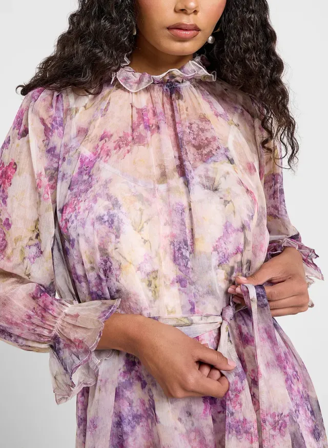 Floral Chiffon Midi Dress – image 3
