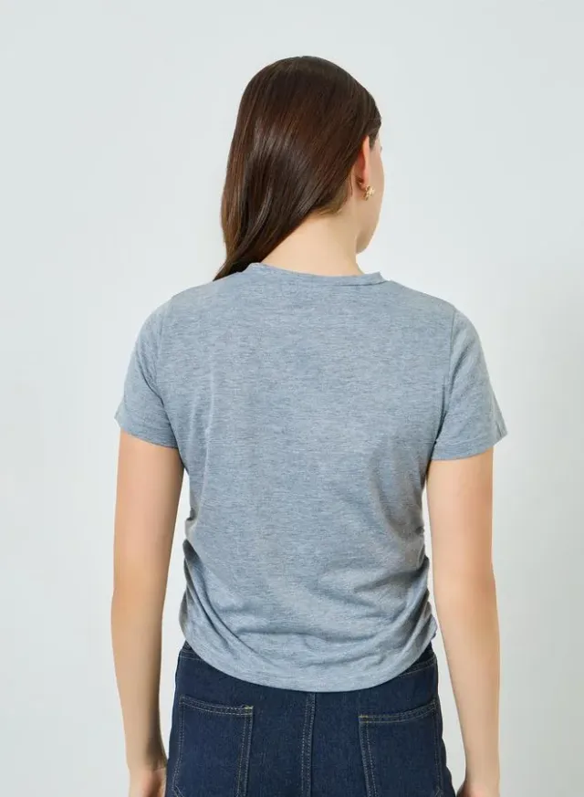 Ruched Graphic T-Shirt Grey – image 5