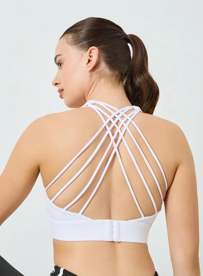 Women's Strappy Back Sports Bra White