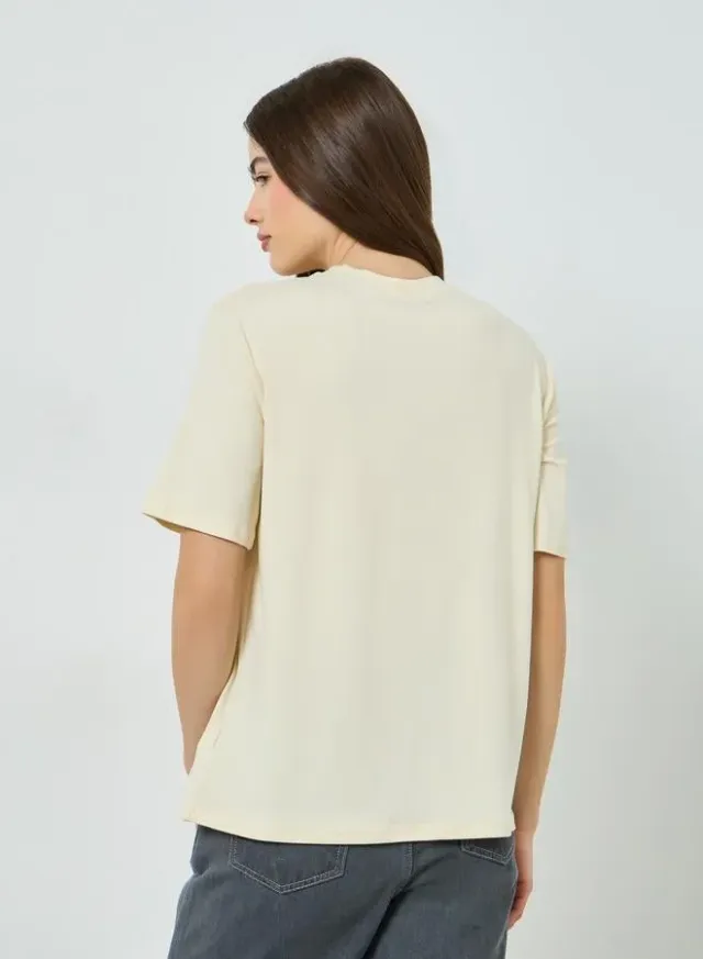 Palm Tree Graphic Oversized T-Shirt Beige – image 4