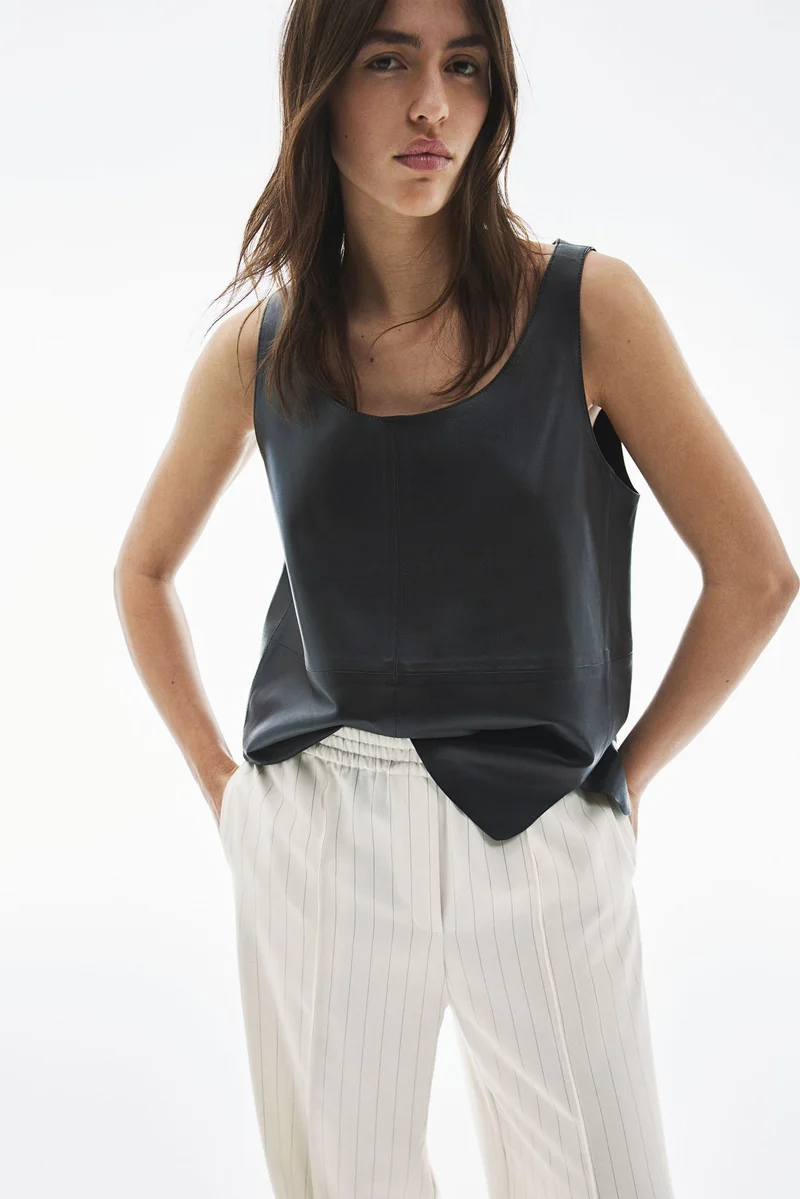 Wide-Leg Creased Trousers