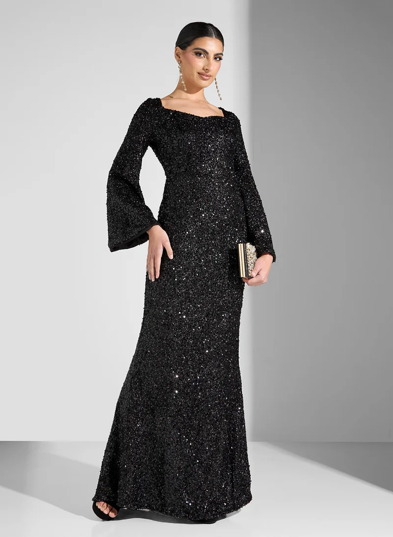 Sequin Evening Dress Black