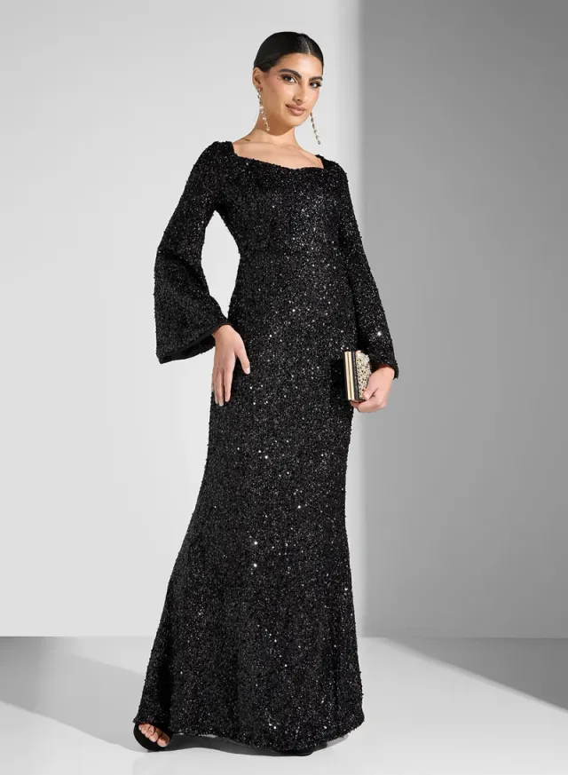 Sequin Evening Dress Black