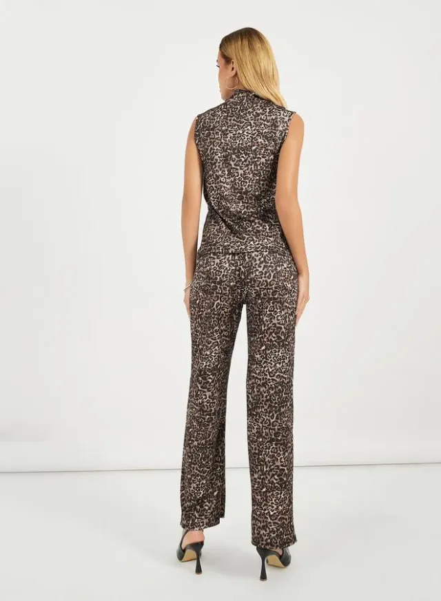 High Neck Leopard Print Pants Set – image 5