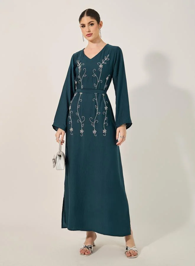 Styli Embellished A-Line Jalabiya Teal