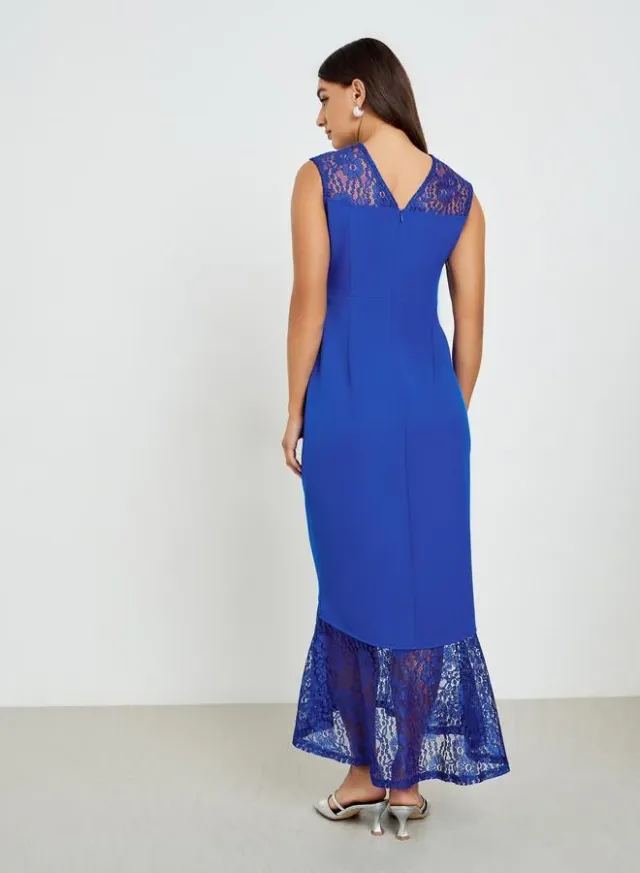 Lace Mermaid Maxi Dress Blue – image 4