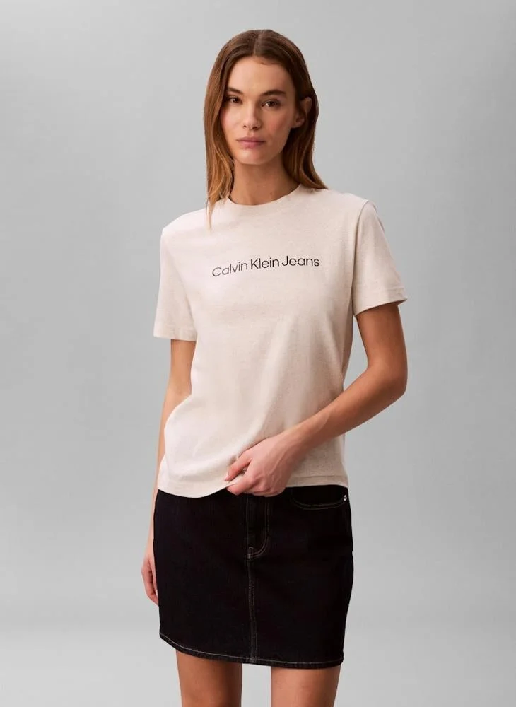 Logo Crew Neck T-Shirt Beige