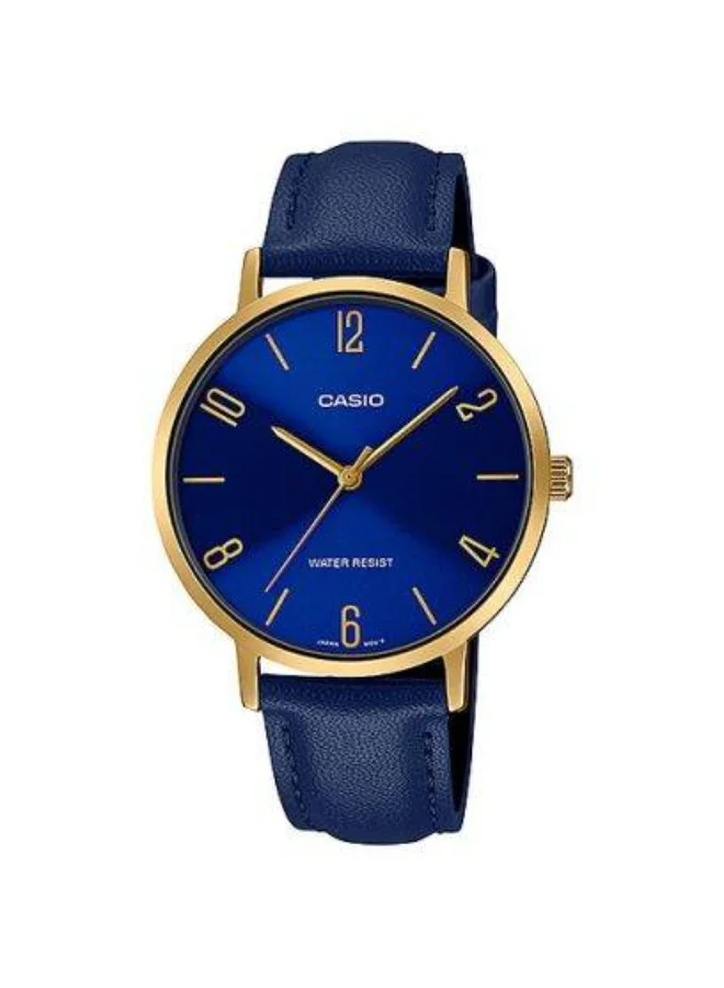 Women's LTP-VT01GL-2BUDF Leather Analog Watch 34mm Blue