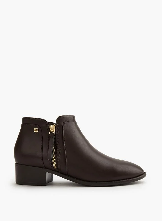 Flora Bella Solid Ankle Boots With Zip Closure