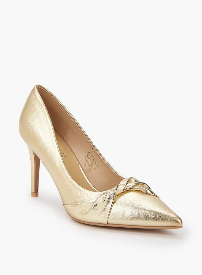Knot Accent Stiletto Slip-On Pumps Golden Yellow