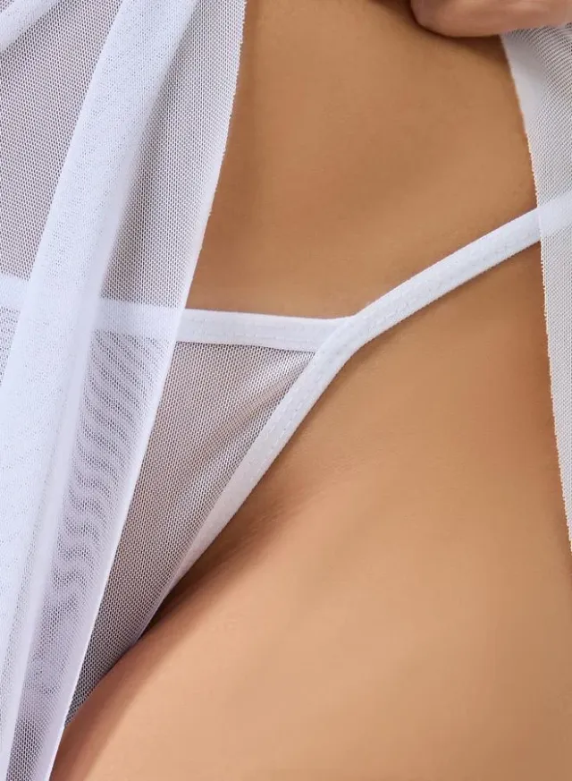 White Mesh Halter Neck Cami Dress and Brief Set – image 5