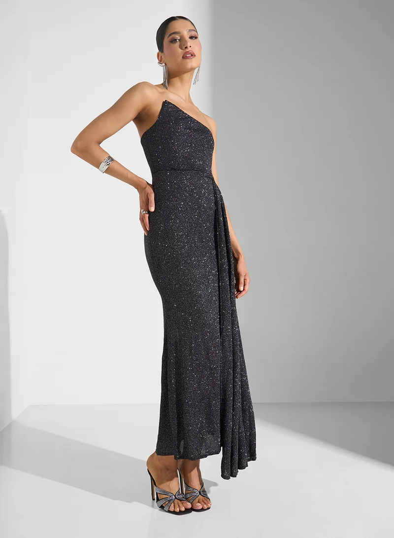 Shimmer Asymmetric Bandeau Dress