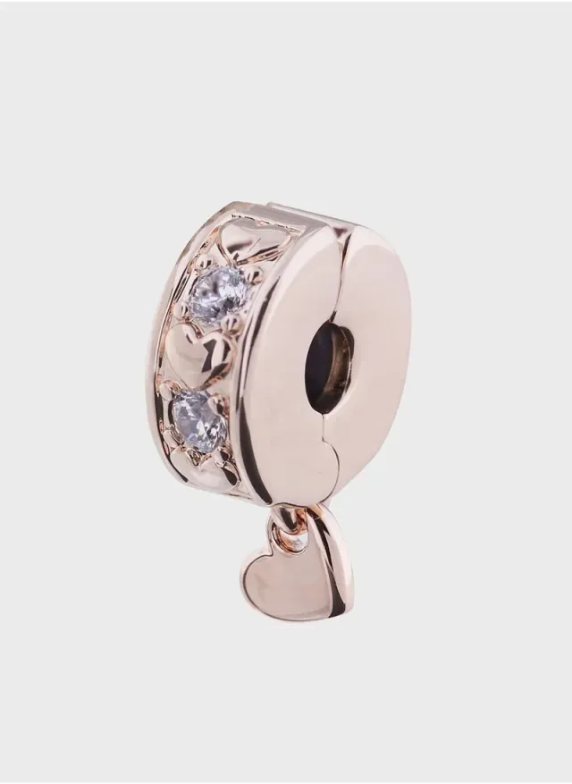 Heart Zirconia Charm Rose Gold