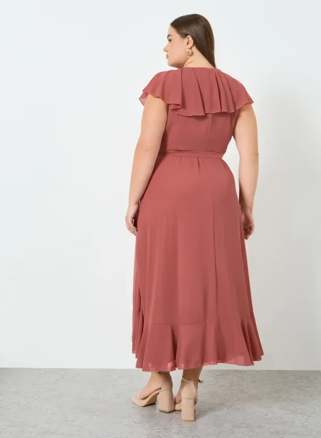 Plus Size Ruffled Maxi Dress Rust – image 5