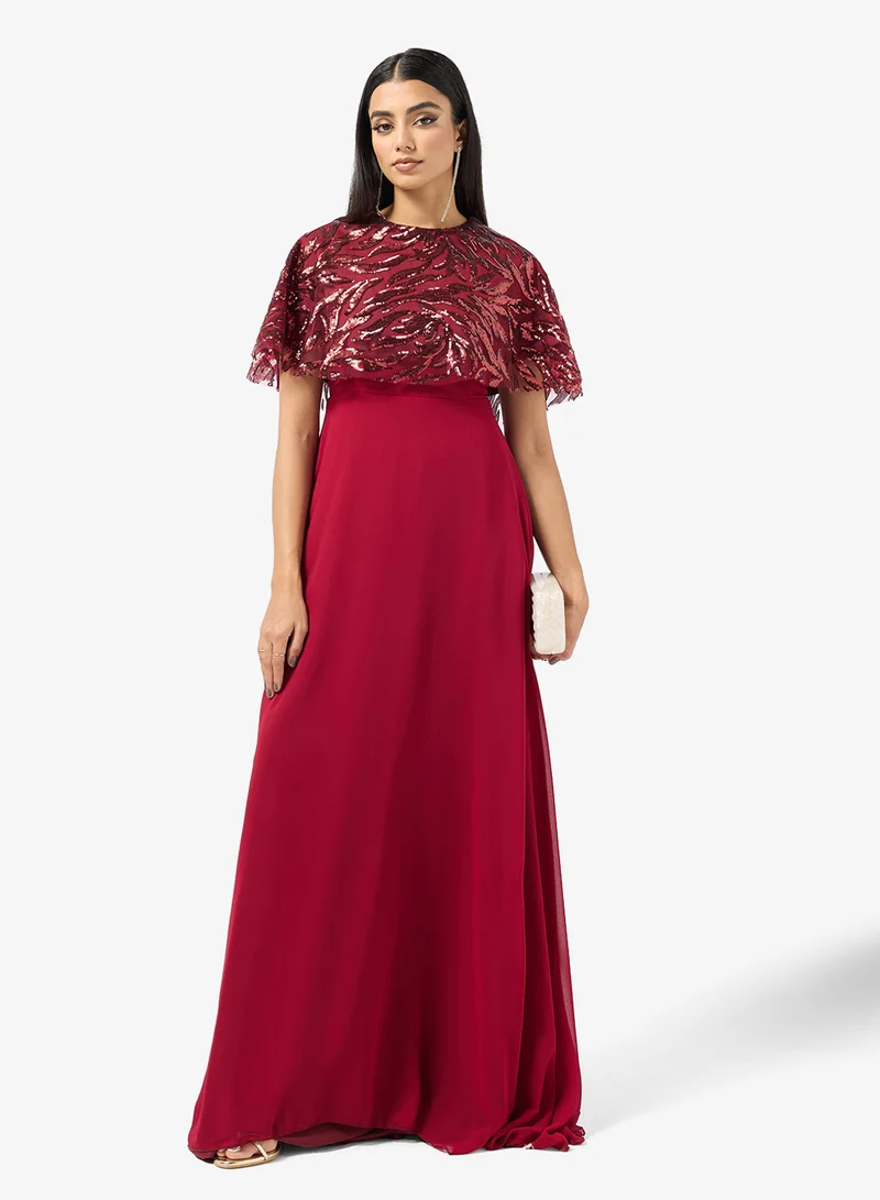 Embellished Cape A-Line Dress