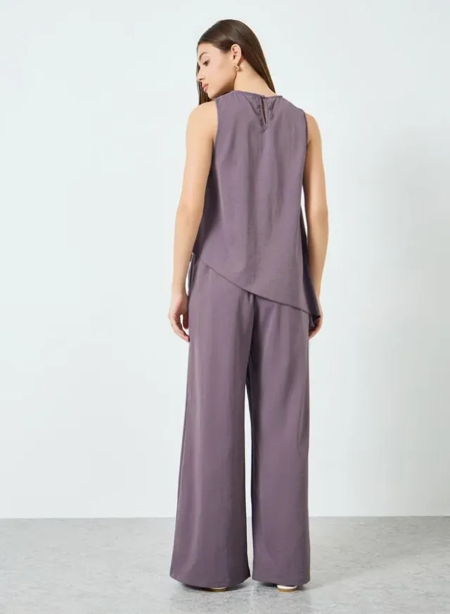 Women's Asymmetric Hem Top and Wide Leg Pants Co-Ords – image 4