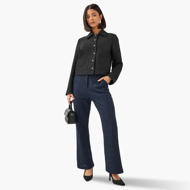 High-Rise Bootcut Tweed Lurex Trousers (52% Viscose, 48% Polyester) – image 2