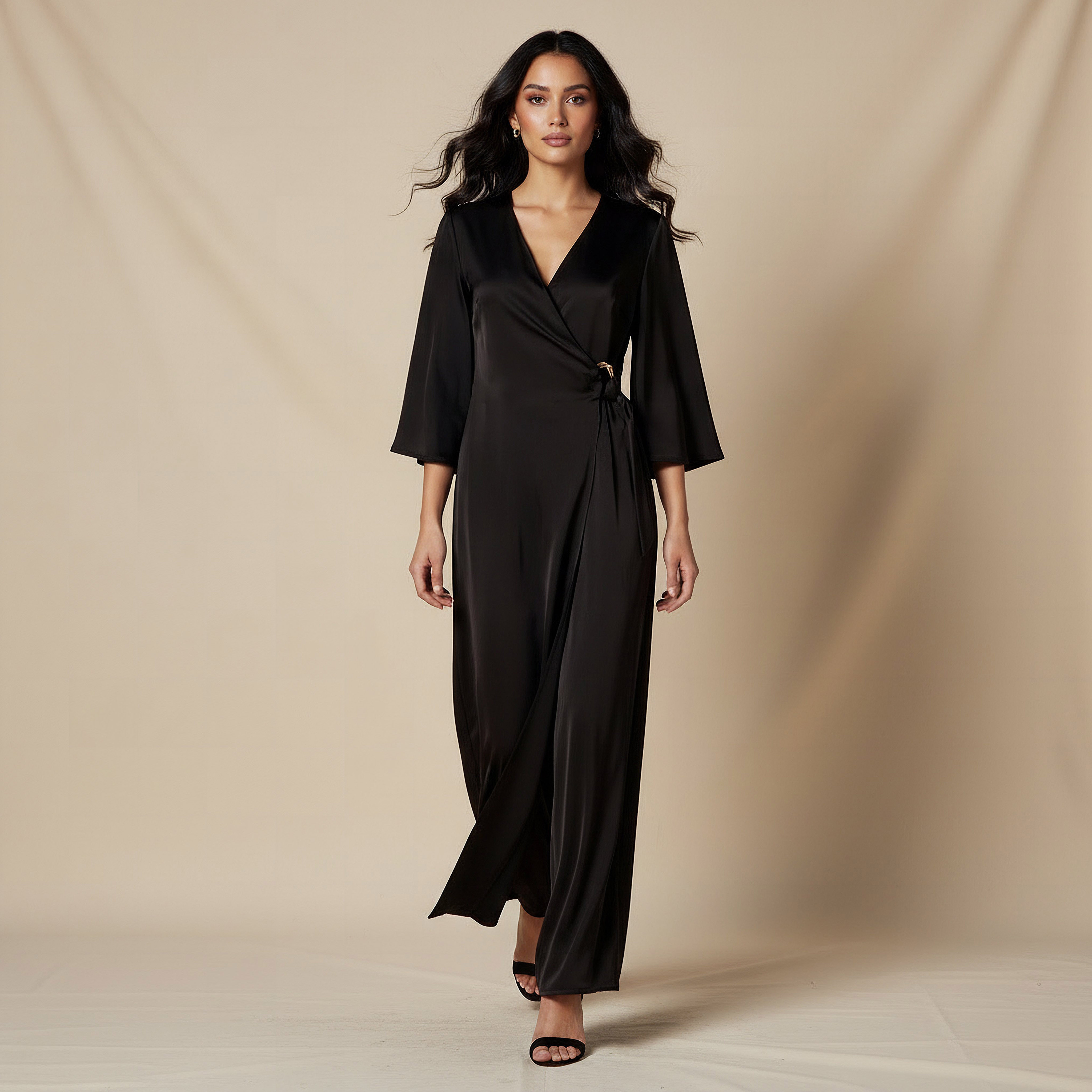 Buckle Detail Wide Leg Jumpsuit Black